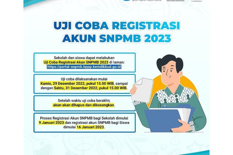 Uji coba registrasi akun SNPMB 2023