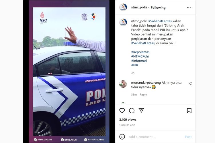 Stripping tanda panah pada Mobil Patroli Jalan Raya (PJR) kini berwarna putih.