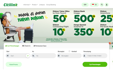 Tangkapan layar laman pemesanan tiket pesawat Citilink.