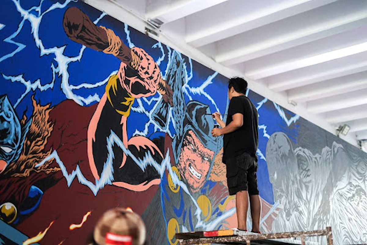 Mural Thor di terowongan Kendal