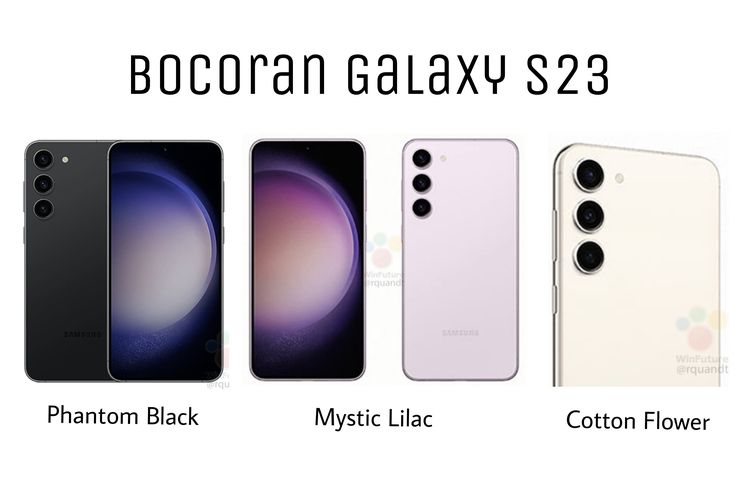 Bocoran tampang dan varian warna Samsung Galaxy S23.