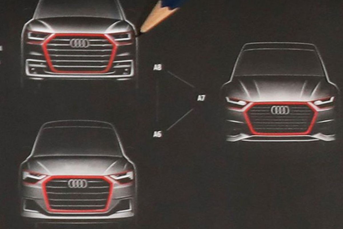 Sketsa desain gril depan Audi A6, A7, dan A8.