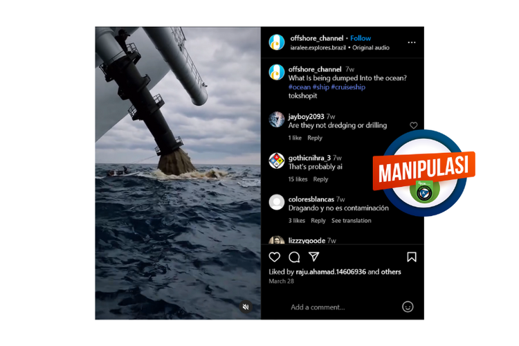 Klarifikasi, video AI kapal pesiar buang limbah ke laut