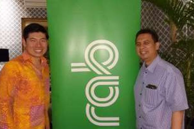 CEO Grab Anthony Tan (ki) dan Managing Director Grab Indonesia Ridzki Kramadibrata (ka), Senin (19/7/2016), dalam media gathering di Restoran Bunga Rampai, Jakarta.