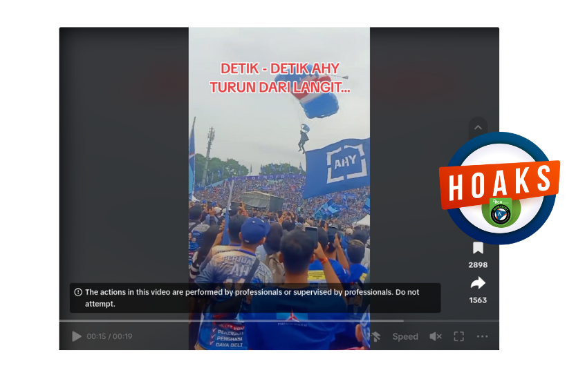 INFOGRAFIK: Hoaks! AHY Terjun Payung Saat Kampanye Akbar Demokrat di Malang