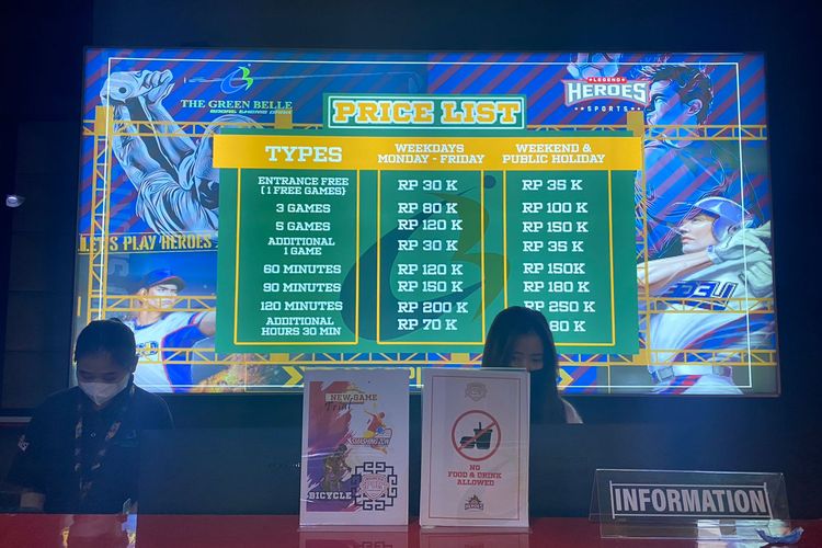 Daftar harga Legend Heroes di Indonesia Sport Theme Park, Mall of Indonesia (MOI, Jakarta Utara. 