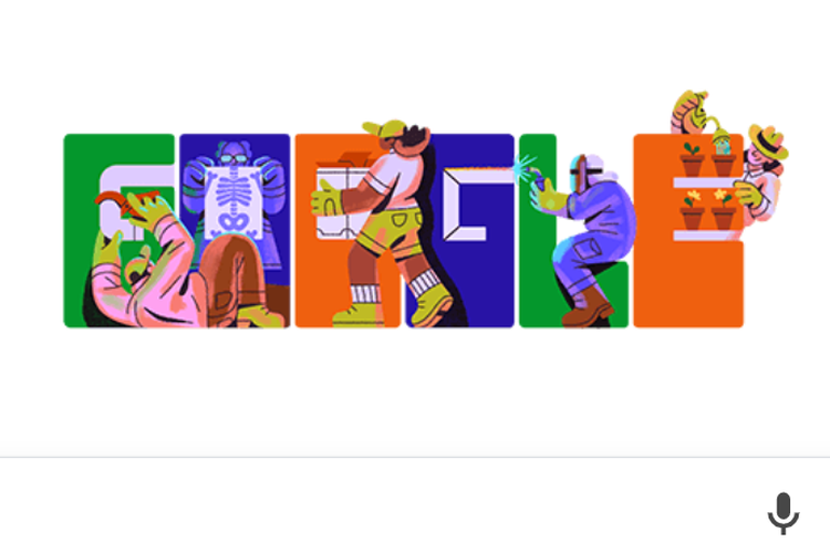 Google Doodle Rayakan Hari Buruh 2026 dengan Ilustrasi 5 Pekerja