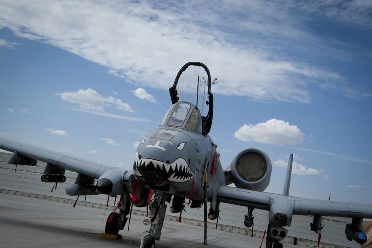 Foto yang dirilis Angkatan Udara AS pada 2 September 2011 ini menunjukkan sebuah pesawat A-10 Warthog yang terparkir di landasan pacu di Pangkalan Udara Kandahar, Afghanistan.