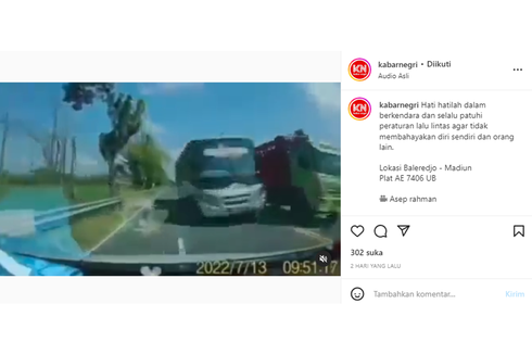 Viral, Video Bus Terobos Marka Jalan dan Serempet Avanza di Madiun, Sopir Bus Jadi Tersangka tapi Tidak Ditahan