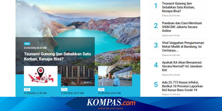 [POPULER TREN] Tsunami Gunung Ijen | Viral Pengumuman Nekat Mudik di Bandung - Kompas.com - KOMPAS.com
