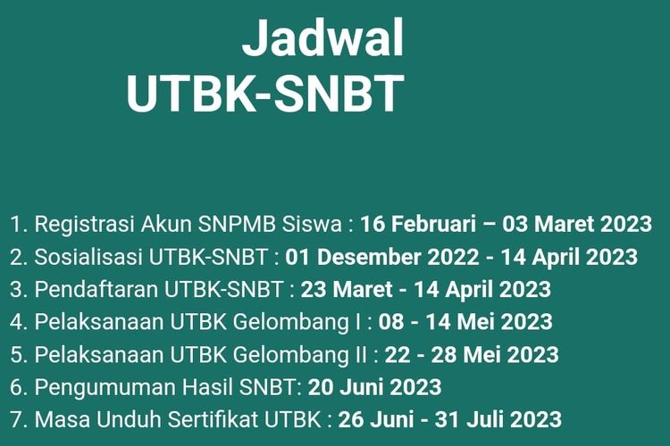 Jadwal UTBK SNBT 2023 yang harus diperhatikan calon mahasiswa.