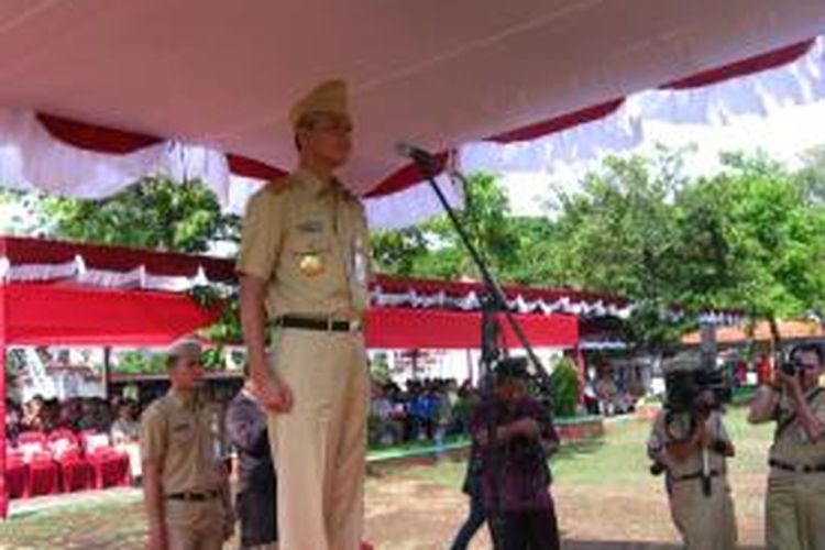 Gubernur Jawa Tengah, Ganjar Pranowo, saat upacara sumpah pemuda