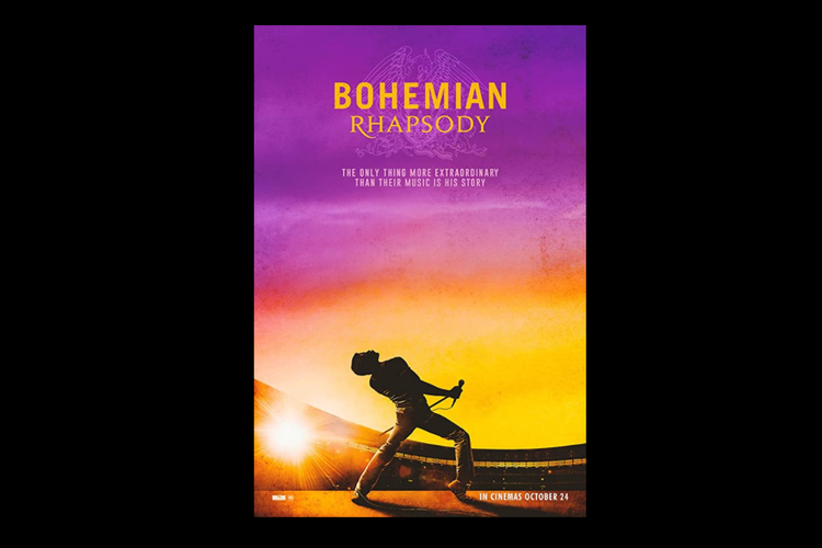 Poster film Bohemian Rhapsody (2018), dimana Rami Malek berperan sebagai Freddie Mercury.