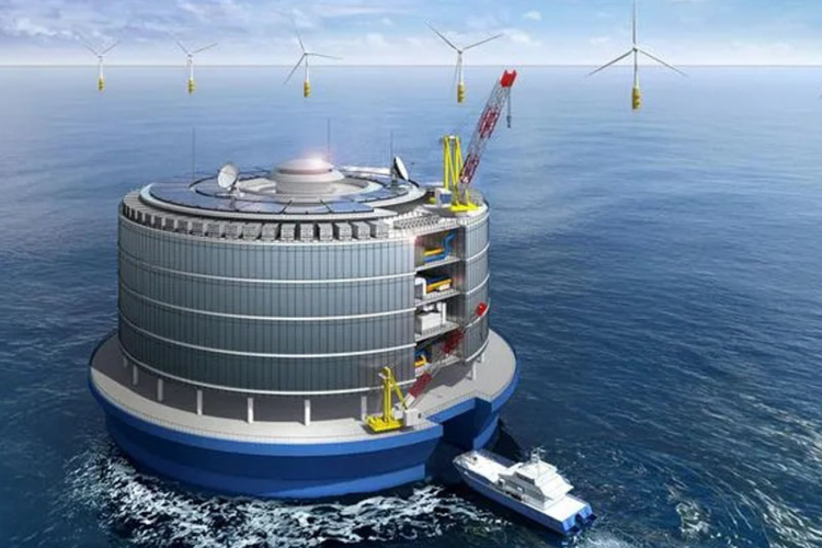 Ilustrasi pusat data terapung 