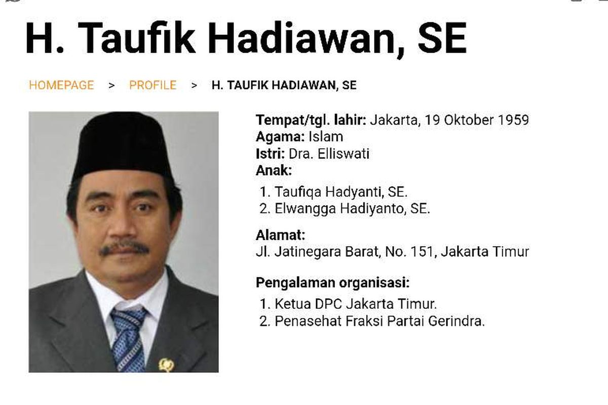 Profil anggota DPRD DKI Jakarta Taufik Hadiawan
