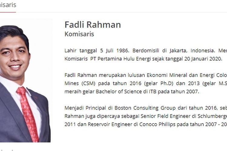 Fadli Rahman Milenial 33 Tahun Di Kursi Komisaris Subholding Pertamina Halaman All Kompas Com