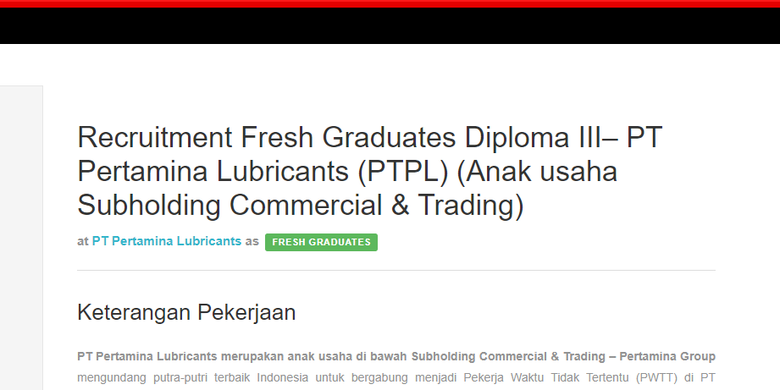 Anak Usaha Pertamina Buka Lowongan Kerja Untuk Lulusan D3 Dan Fresh Graduate Halaman All Kompas Com