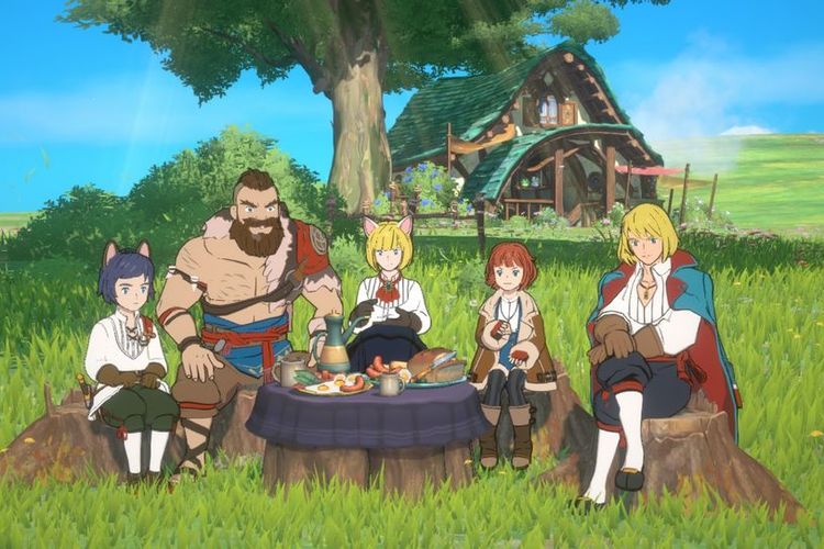 Lima karakter yang bisa dipilih di pemilihan kelas di awal game Ni No Kuni: Cross Worlds.