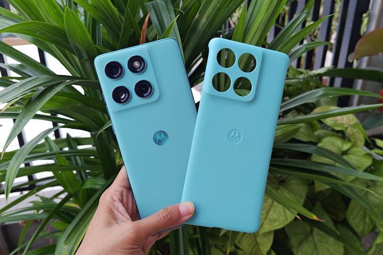 Motorola Edge 60 Fusion dan casing bawaan yang didesain berkelir senada dengan warna ponsel