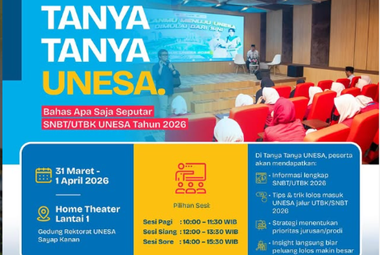 Unesa Gelar Tanya Jawab UTBK SNBT di Kampus Tanggal 31 Maret dan 1 April 2026