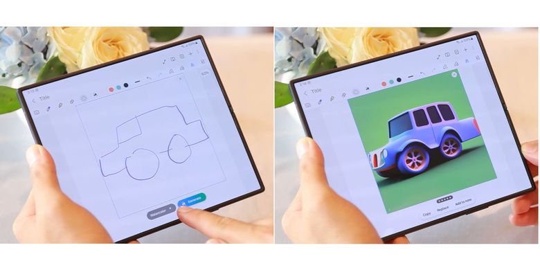 Ilustrasi fitur AI Sketch to Image di Samsung Galaxy Z Fold 6