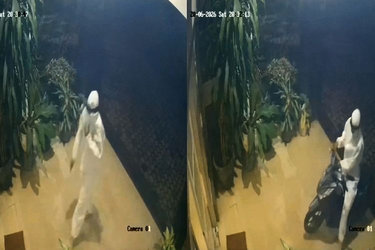 Viral Maling Berkostum Mirip Pocong Gasak Motor di Kantor BPKAD Way Kanan