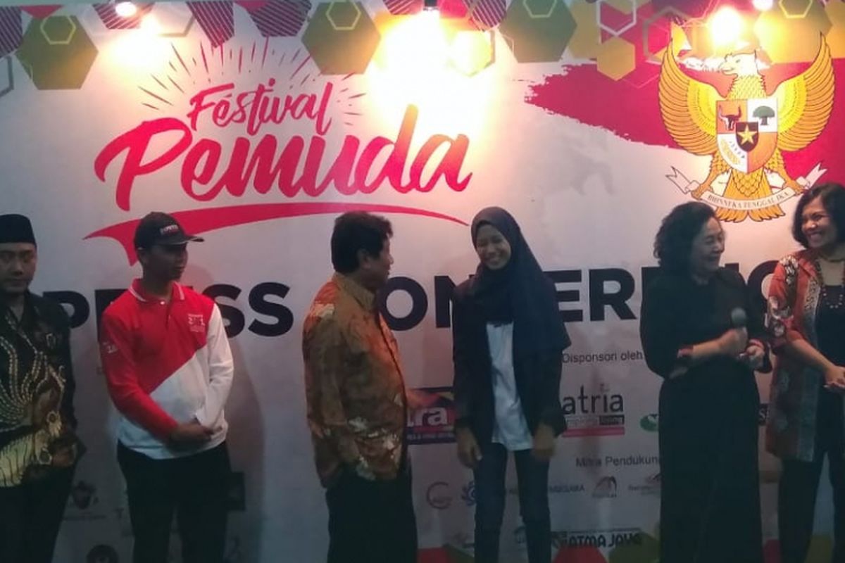Husni Mubarak, S.Th.I, Pengurus Wilayah Nahdlatul Ulama (PWNU) DKI Jakarta, Abdulloh Masud, S.Pd.l, Kabid Organisasi Kepemudaan Kempora, Y.W Junardi, Presiden Indonesian Global Compact Network, Hana Amaliya, Dewan Pembina Festival Pemuda 2018, Imelda, Imelda dari Yayasan Kasih Peduli Masyarakat Indonesia dan (YKPI) dan Laila Nihayati, S.Th.I, Ketua Panitia Festival Pemuda 2018. 