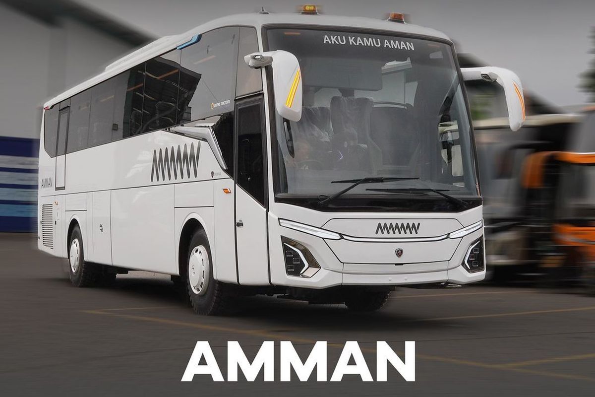 Bus karyawan Amman, pakai bodi Jetbus 5 HDD Single Glass