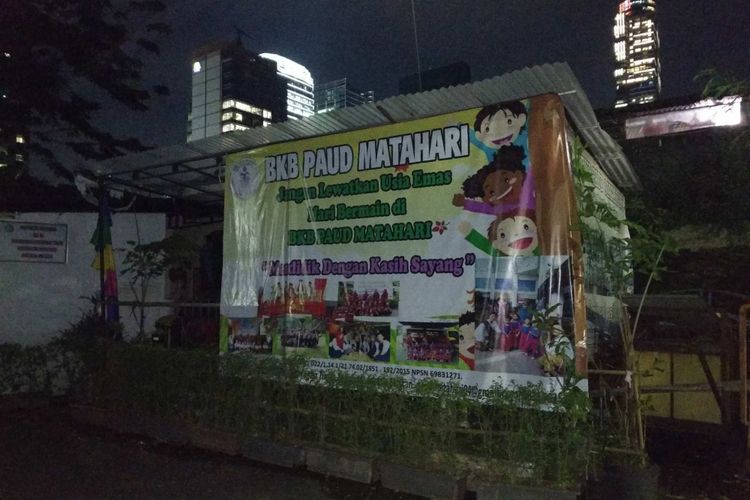 PAUD Matahari di Jalan Kuningan Patra XV, Jakarta Selatan yang disebut sebagai sekretariat Himpunan Pendidik dan Tenaga Kependidikan Anak Usia Dini Indonesia (Himpaudi) DKI Jakarta, Selasa (28/11/2017).