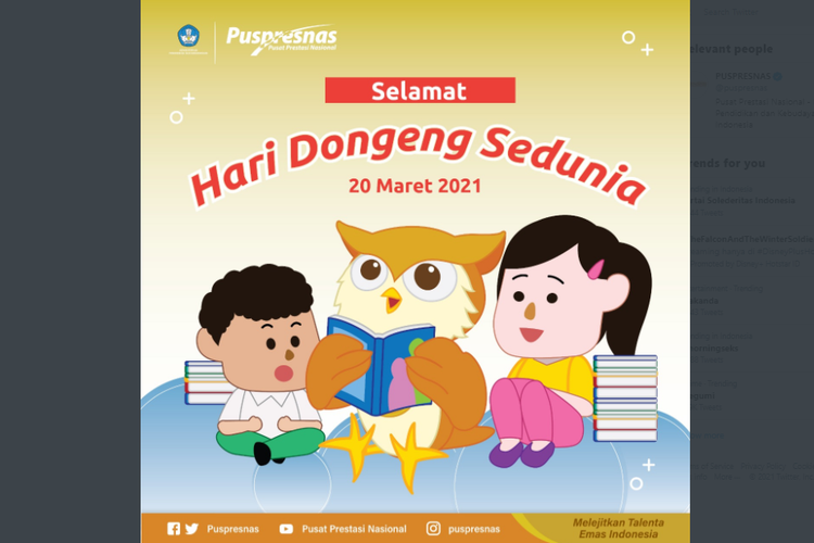 Hari Dongeng Sedunia, 20 Maret 2021.