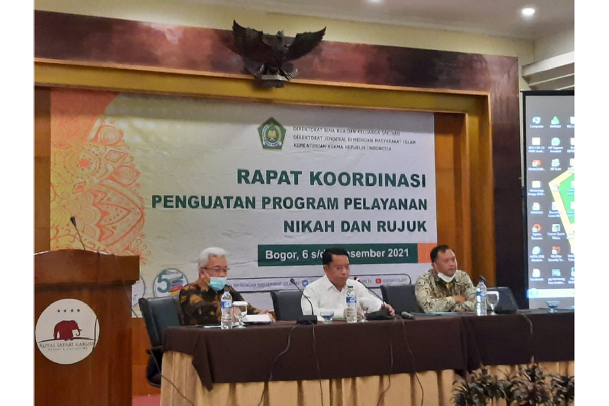 Ditjen Bimas Kemenag menggelar Rakor Penguatan Program Pelayanan Nikah dan Rujuk di Bogor.