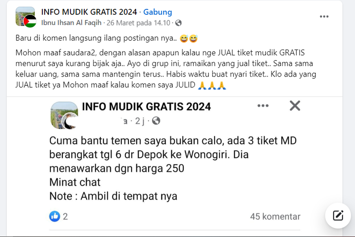 viral calo jualan tiket bus program mudik gratis