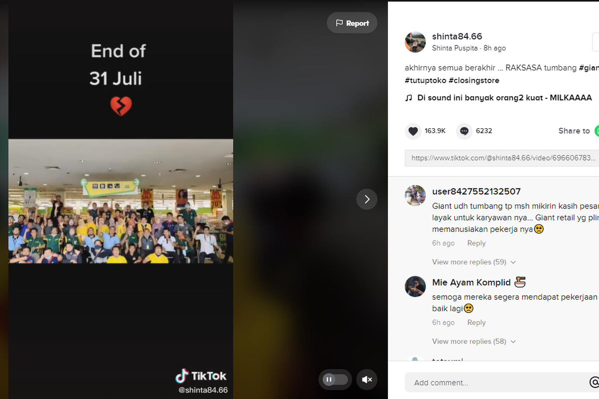 Viral di TikTok, penutupan gerai Giant