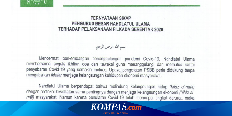 PBNU Minta Pilkada 2020 Ditunda
