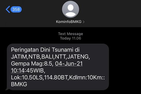 Beredar SMS Peringatan Dini Tsunami, BMKG: Informasi Tidak Benar, Ada Kesalahan Sistem