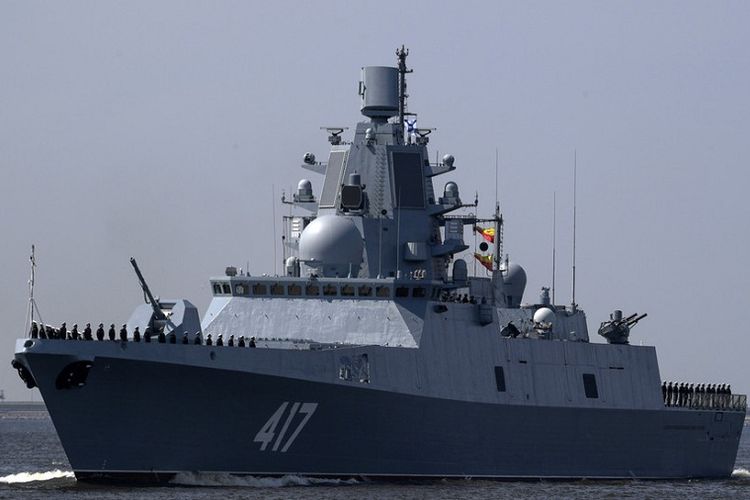 Kapal perang fregat Laksamana Gorshkov milik Angkatan Laut Rusia yang baru bergabung pada Juli 2018 lalu.