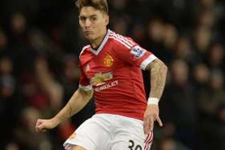 Bek kanan Manchester United, Guillermo Varela, tampil pada laga kontra West Ham United, di Stadion Old Trafford, 5 Desember 2015.