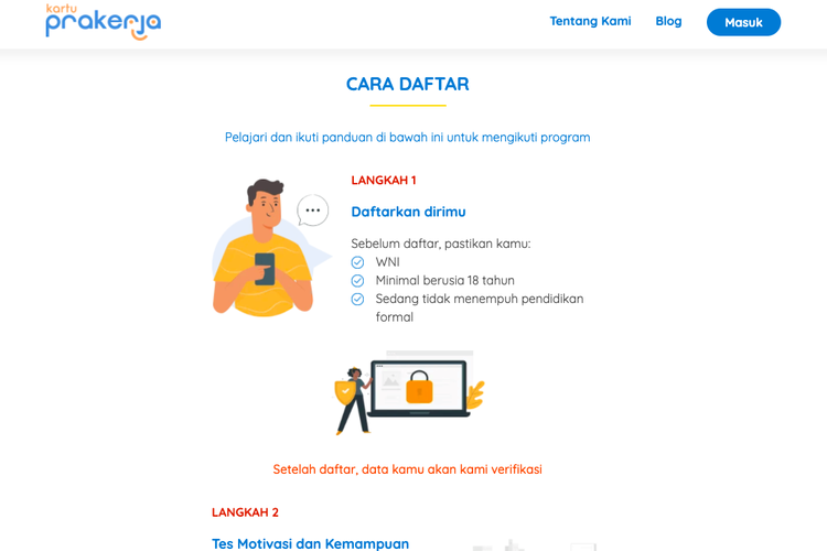 Tangkapan layar web prakerja.go.id