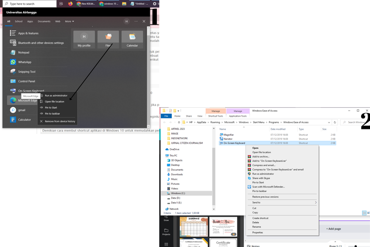 ilustrasi cara bikin shortcut di Windows 10 