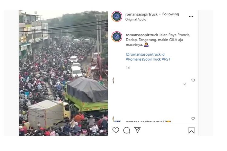 Viral video kemacetan parah di Jalan Perancis, Kelurahan Dadap, Kecamatan Kosambi, Kabupaten Tangerang