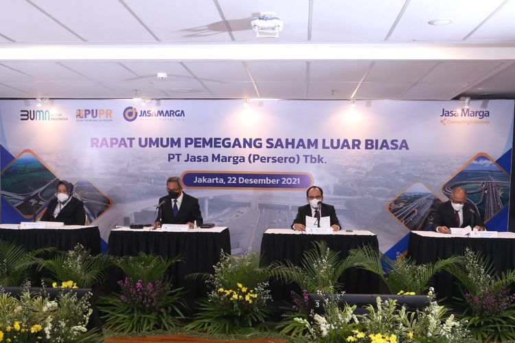 PT Jasa Marga (Persero) Tbk menggelar Rapat Umum Pemegang Saham Luar Biasa (RUPSLB) secara hybrid di Jakarta, Rabu (22/12/2021).