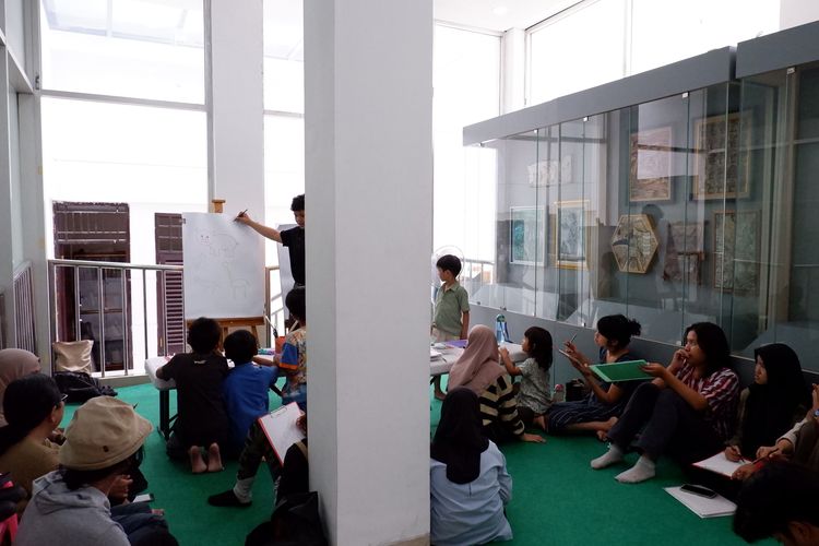 Ilustrasi kelas menggambar di Museum Basoeki Abdullah di Jakarta Selatan.