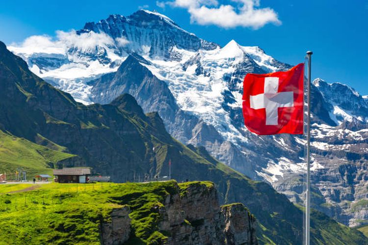 Ilustrasi bendera Swiss.