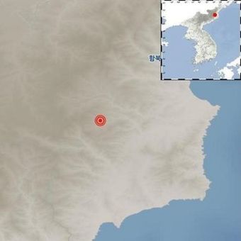 Gambar ini menunjukkan pusat gempa yang terjadi di Korea Utara pada Rabu (2/1/2019). (KMS/Yonhap)