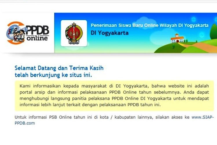 Penerimaan Peserta Didik Baru (PPDB) 2021 di Daerah Istimewa Yogyakarta.