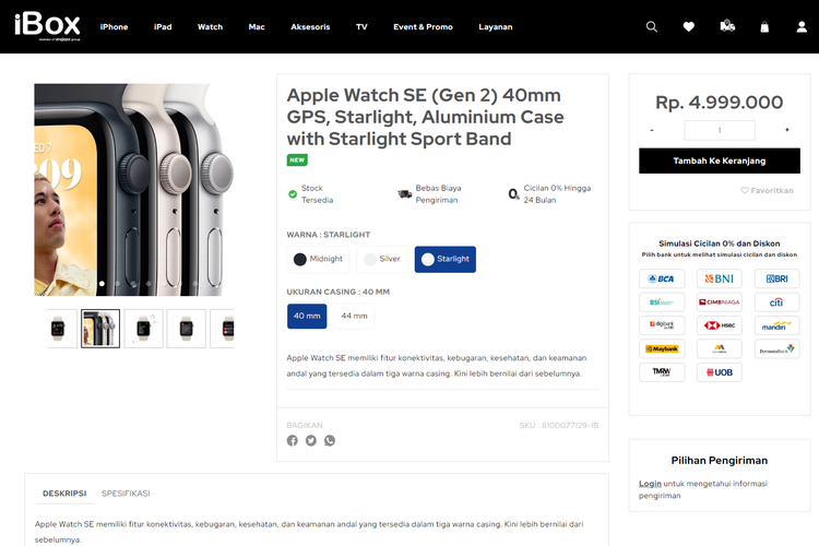 harga Apple Watch SE Gen 2 di Indonesia.