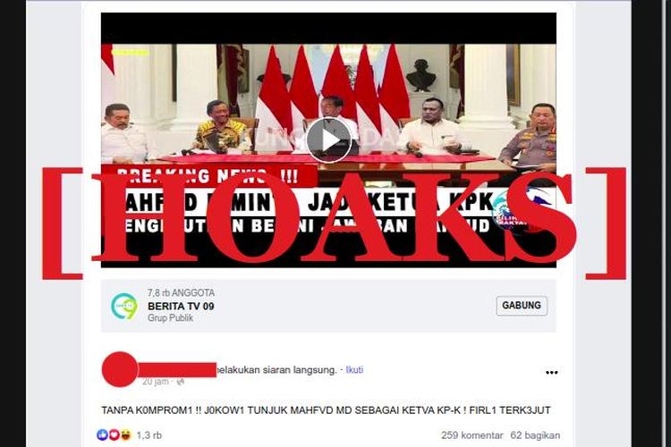 Hoaks Jokowi tunjuk Mahfud MD untuk menggantikan Firli Bahuri menjadi Ketua KPK