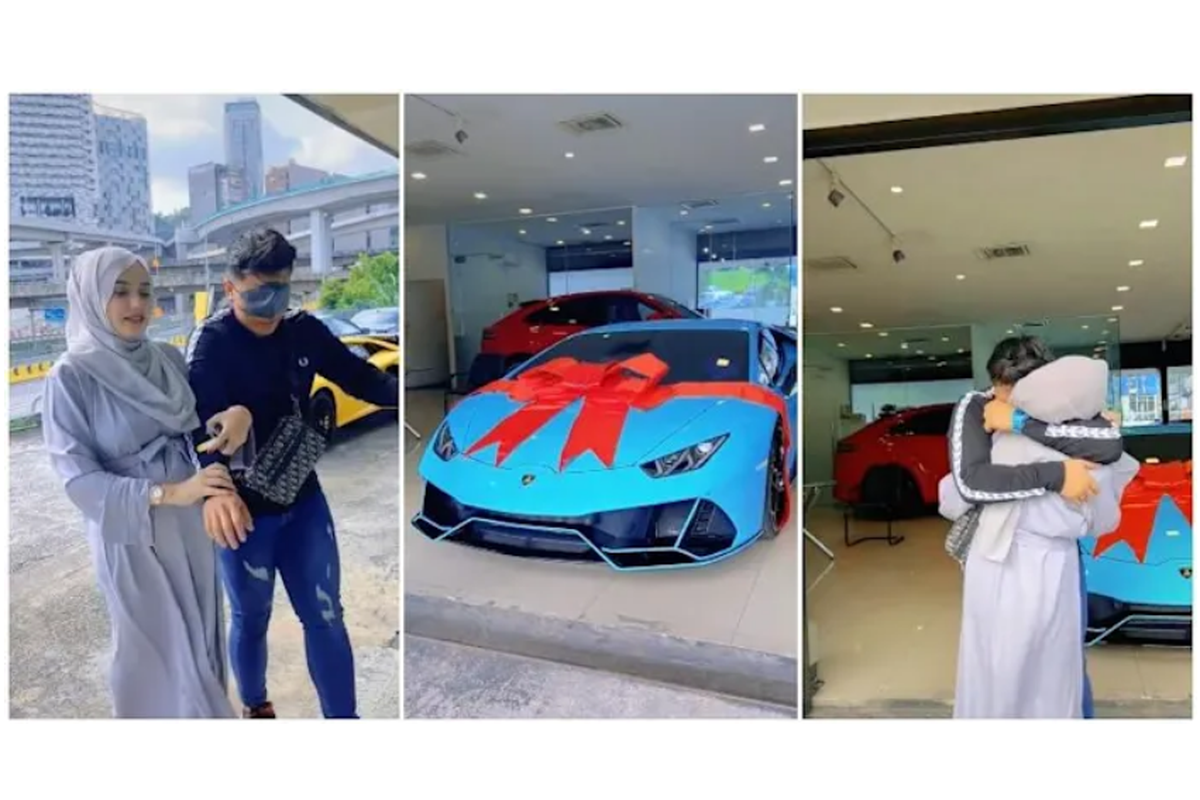 Mobil Lamborghini senilai 650.000 dollar AS atau sekitar Rp 9,2 miliar tersebut merupakan hadiah agar Zulkefli mau merawat sang istri beserta bayinya yang akan segera lahir.