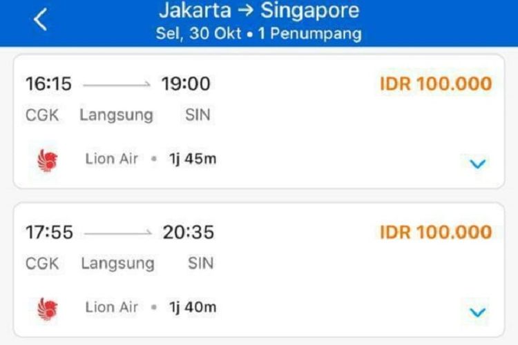 Harga tiket Lion Air