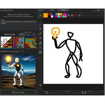 Selain dari prompt teks, Amuse 2.0 juga bisa menyulap coretan atau sketsa menjadi gambar AI generated